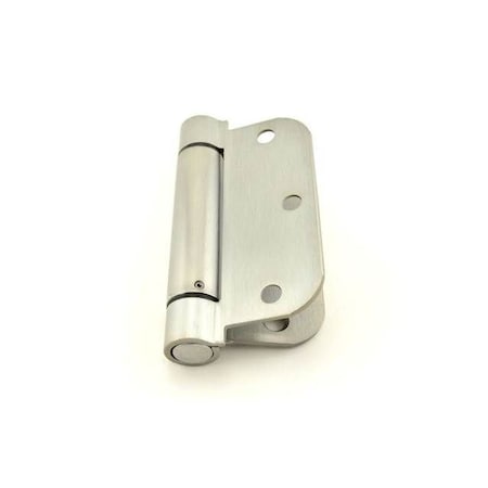 Best Hinges 3-1/2in x 3-1/2in 5/8in Radius Standard Weight Spring Hinge # 420774 Satin Chrome Finish RD2068R31226D